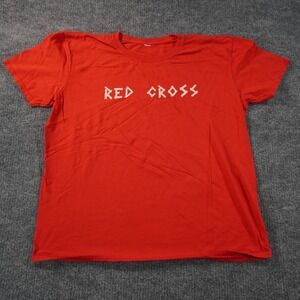 Vintage Red Cross T-Shirt Mens XL Red Short Sleeve Graphic Band Tee Casual Logo